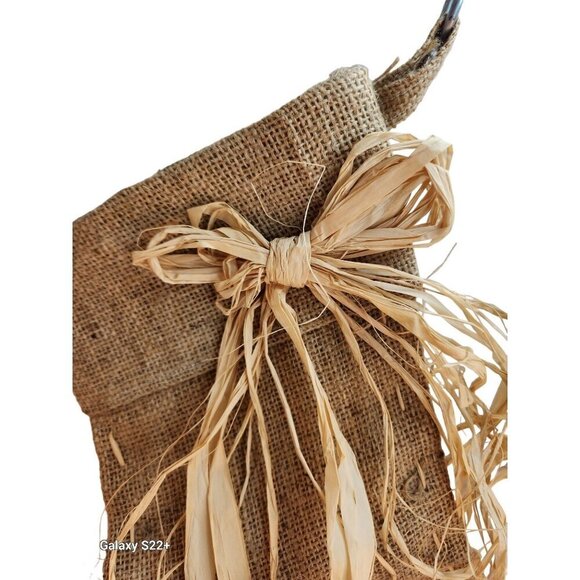 Burlap Christmas Stockings Set Of 2 16" Long Rustic Country Western DIY Crafts - Picture 8 of 10